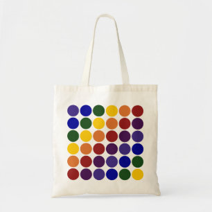 Bolso De Tela Puntos de polka arcoiris sobre blanco