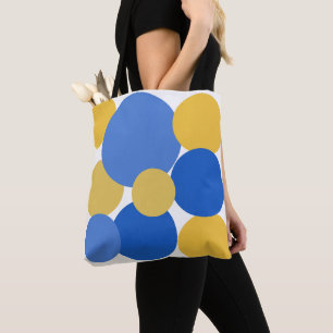 Bolso De Tela Puntos de Polka azules, amarillos y blancos