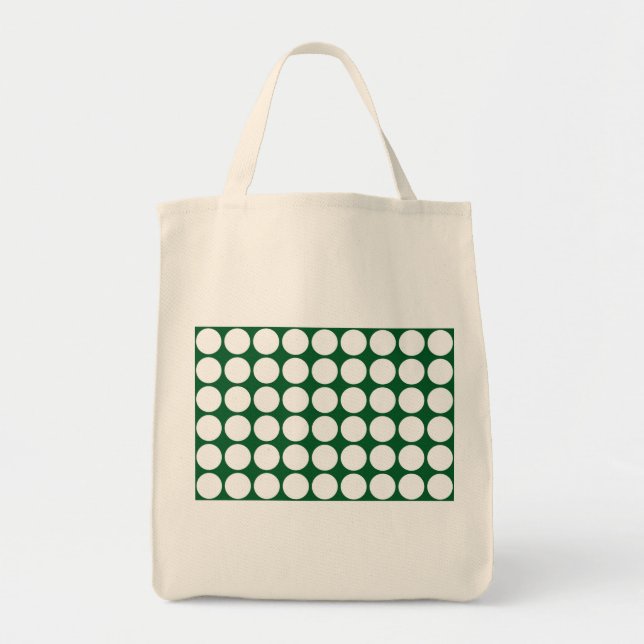 Bolso De Tela Puntos de Polka Blanco sobre el Verde (Frente)