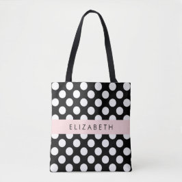 Bolso De Tela Puntos de Polka blancos y negros, punteados, tu no