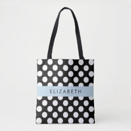 Bolso De Tela Puntos de Polka blancos y negros, punteados, tu no