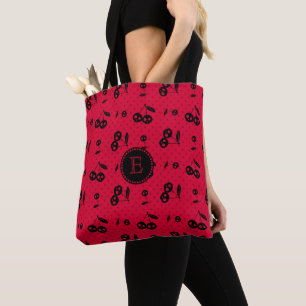 Bolso De Tela Puntos de polka con cráneo de cerezo Monograma