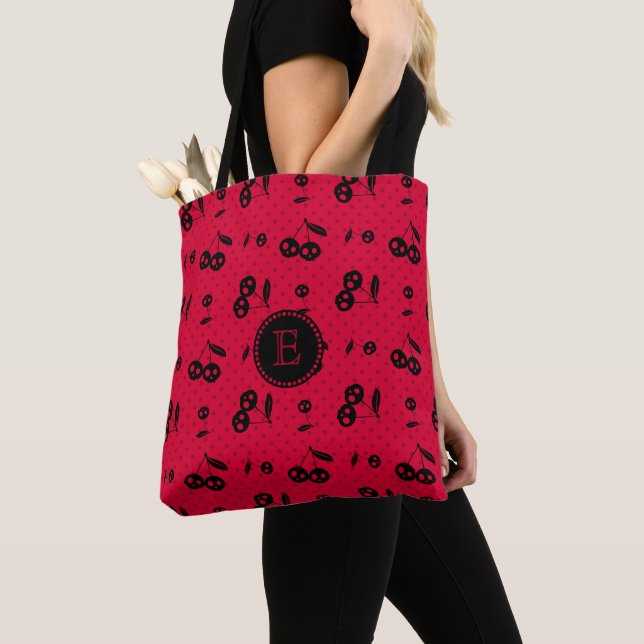 Bolso De Tela Puntos de polka con cráneo de cerezo Monograma (Detalle)