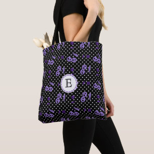 Bolso De Tela Puntos de polka con cráneo de cerezo Monograma