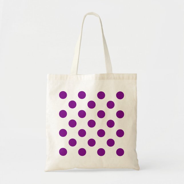 Bolso De Tela Puntos de polka morado y blanco (Frente)
