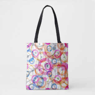 Bolso De Tela Puntos de polka multicolores, círculos sobre un bl