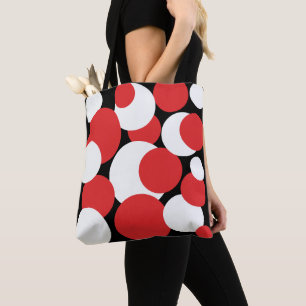 Bolso De Tela Puntos de polka negros, blancos y rojos