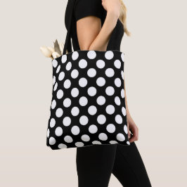 Bolso De Tela Puntos de polka negros y blancos, patrón de punto 