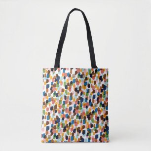 Bolso De Tela Puntos de Polka: Pintura de manos multicolores.