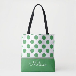 Bolso De Tela Puntos de polka verde| Personalizado