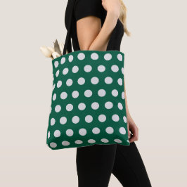 Bolso De Tela Puntos de polka verde y blanco