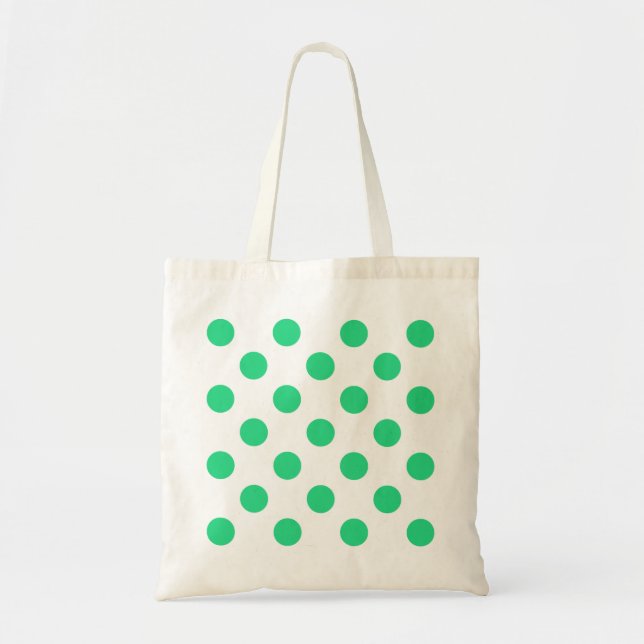 Bolso De Tela Puntos de polka verdes y blancos (Frente)