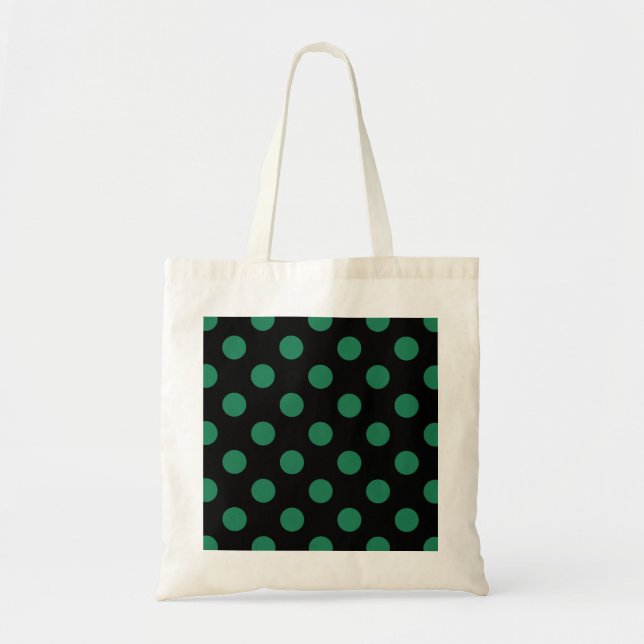 Bolso De Tela Puntos de polka verdes y negros (Frente)