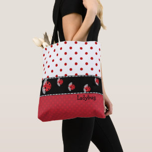 Bolso De Tela Puntos de Polka y errores de lápiz en todo el Tot