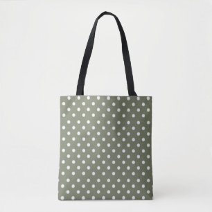 Bolso De Tela Puntos del Polka Blanco