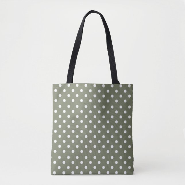 Bolso De Tela Puntos del Polka Blanco (Anverso)