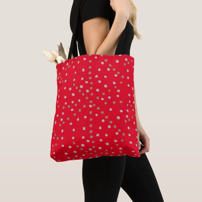 Bolso De Tela Puntos del Polka Rojo (Detalle)