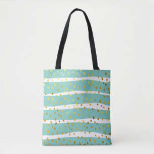 Bolso De Tela Puntos dorados y rayas: patrón elegante