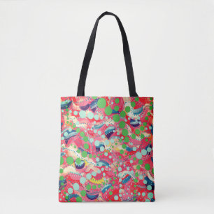Bolso De Tela Puntos felices y formas lúdicas Arte original
