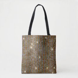 Bolso De Tela Puntos Glam de Brillo Falso Negro y Dorado