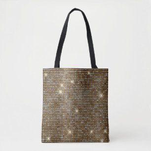 Bolso De Tela Puntos Glam de Brillo Falso Negro y Dorado