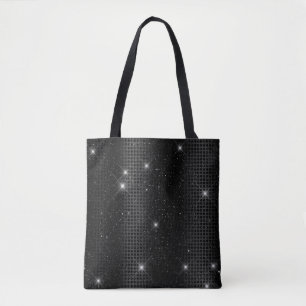Bolso De Tela Puntos Glam de Purpurina y Hoja Metálica Negra