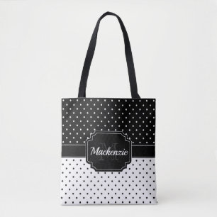 Bolso De Tela Puntos negros y blancos
