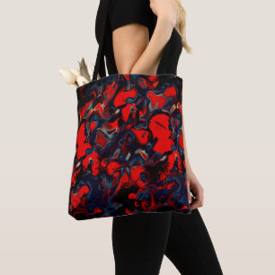Bolso De Tela Puntos rojos extremos en los bordes grises un fond