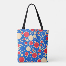 Bolso De Tela Puntos Rojos Y Azules Sobre El Azul