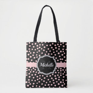 Bolso De Tela Puntos rosados
