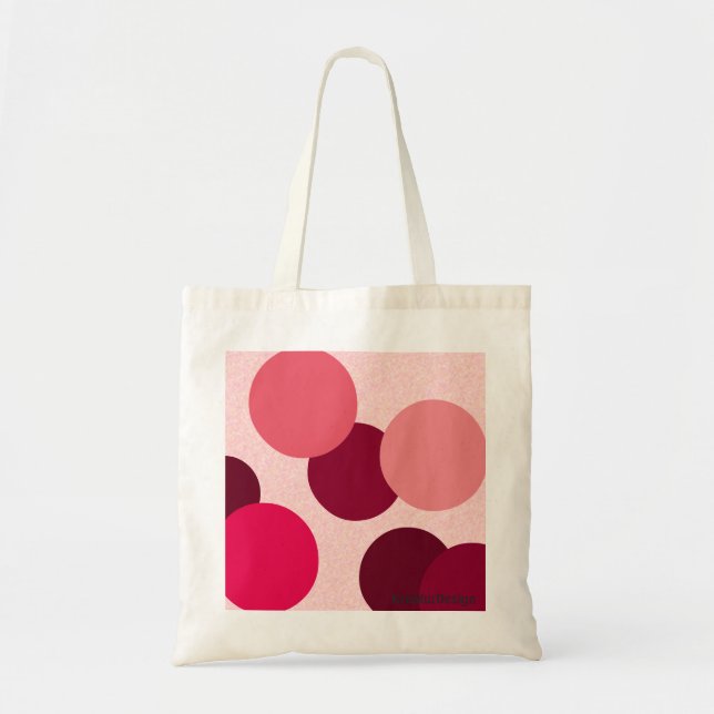 Bolso De Tela Puntos rosados geométricos (Frente)