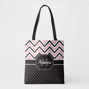 Bolso De Tela Puntos y Chevron