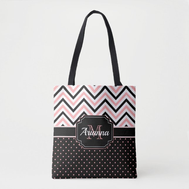 Bolso De Tela Puntos y Chevron (Anverso)