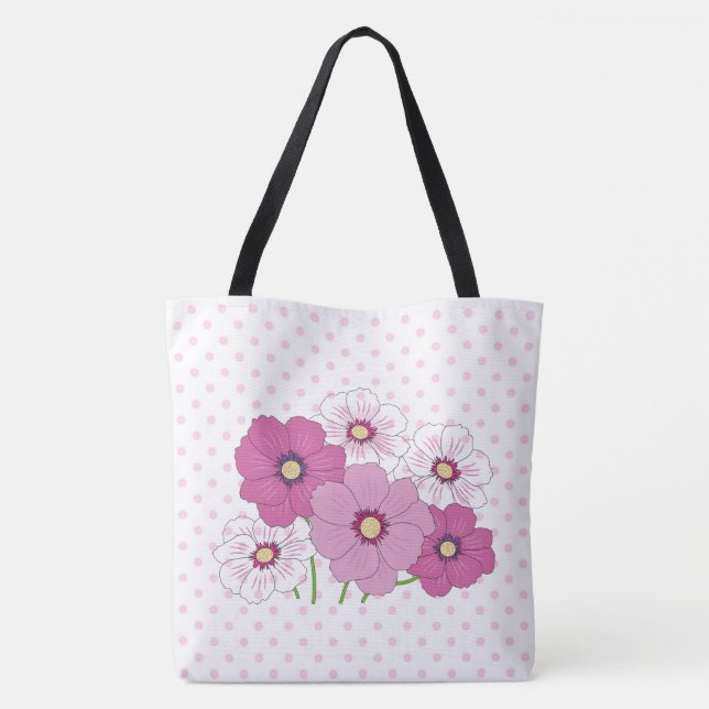 Bolso De Tela Puntos y flores de polka (Reverso)