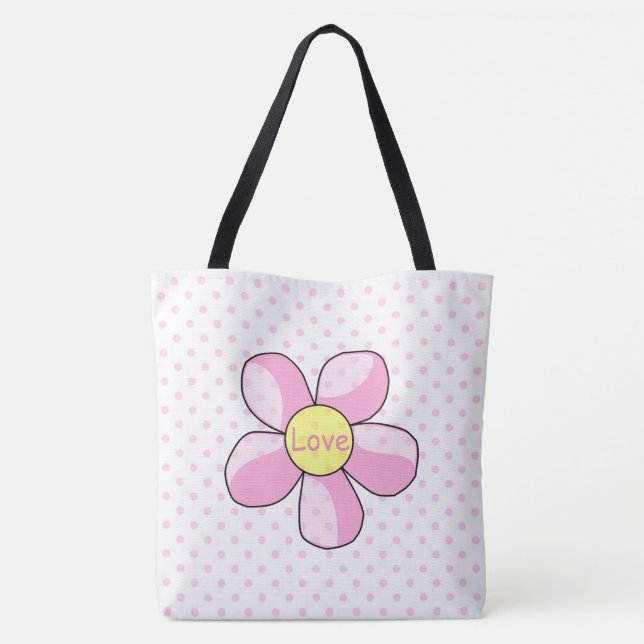 Bolso De Tela Puntos y flores de polka (Reverso)
