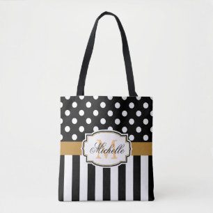 Bolso De Tela Puntos y franjas