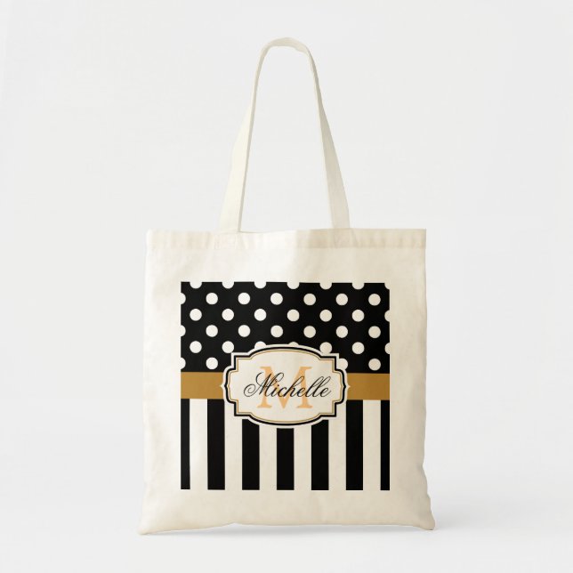 Bolso De Tela Puntos y franjas (Frente)