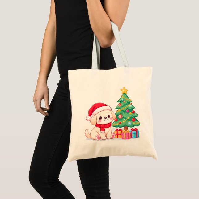 Bolso De Tela Puppy Lover Christmas Tote Bags (Anverso (producto))