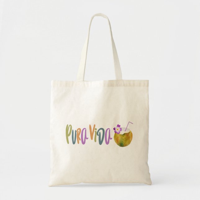 Bolso De Tela Pura Vida Coconut Costa Rica Tote Bag (Frente)
