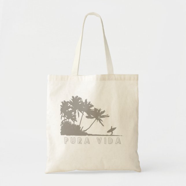 Bolso De Tela Pura Vida Palm Surfers Costa Rica Tote Bag (Frente)