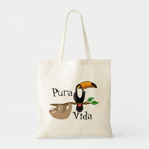Bolso De Tela Pura Vida, pereza y toucan