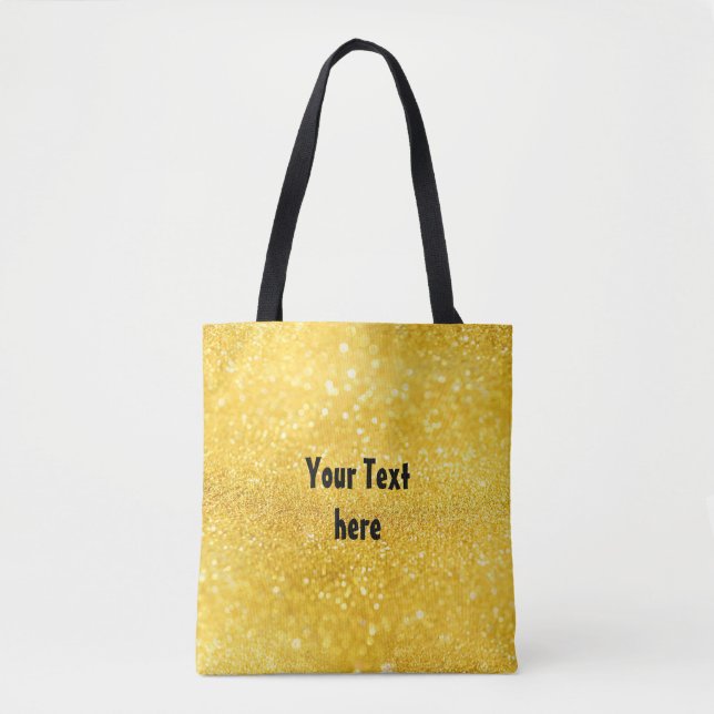 Bolso De Tela PURE GOLD Sparkles Pattern + tu texto / foto (Anverso)