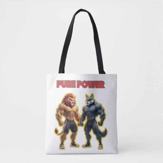 Bolso De Tela Pure Power – Strong Animal Muscle Cartoon Design (Anverso)