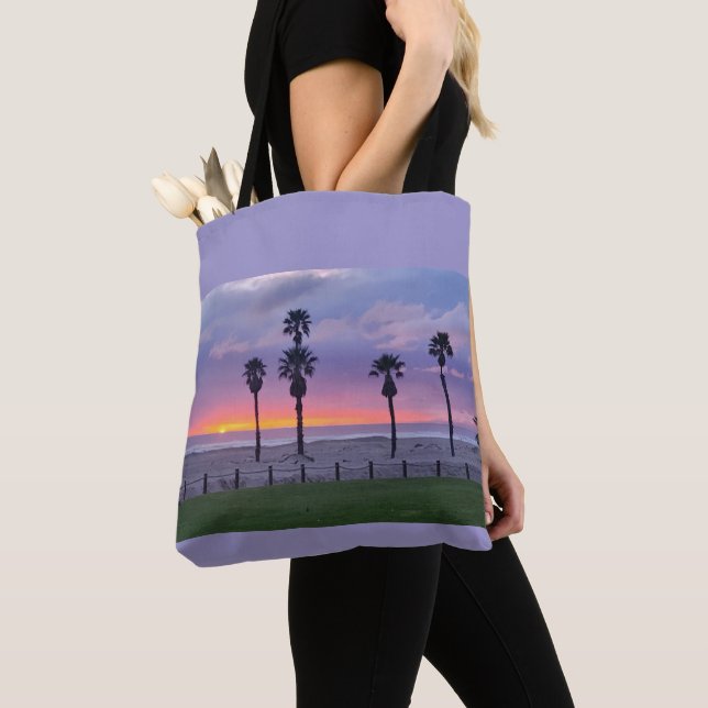 Bolso De Tela Purple Beach Sunset Tote (Detalle)