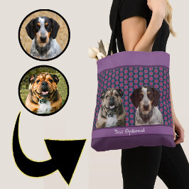 Bolso De Tela Purple Blue Modern Photo Gift Puppy Dog Lover Mom