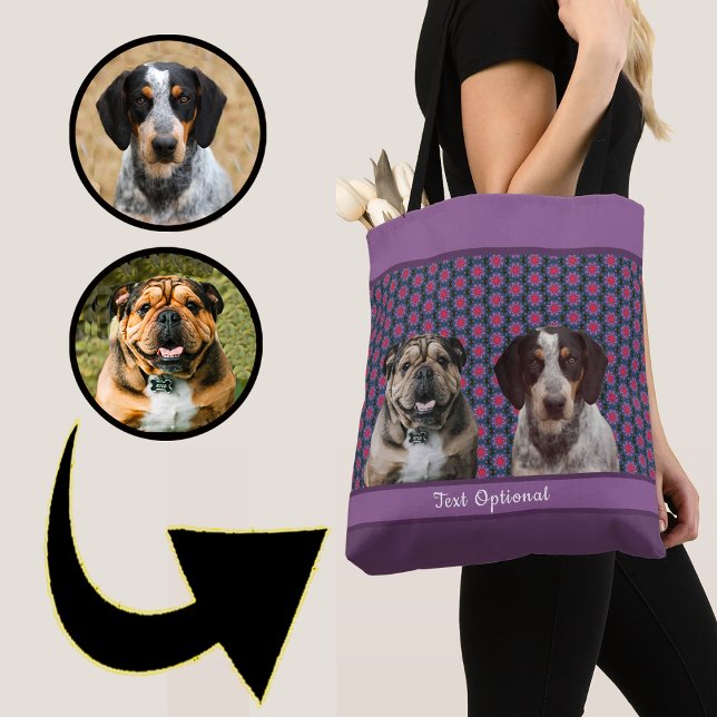 Bolso De Tela Purple Blue Modern Photo Gift Puppy Dog Lover Mom  (Subido por el creador)