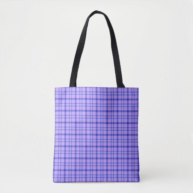 Bolso De Tela Purple Blue Plaid Classic Pattern Bright Tote Bag (Anverso)
