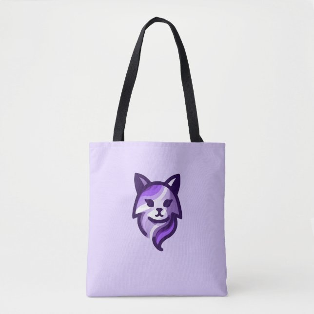 Bolso De Tela Purple Cat Stylish (Anverso)