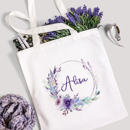 Bolso De Tela Purple Elegant Wildflower Boho Watercolor