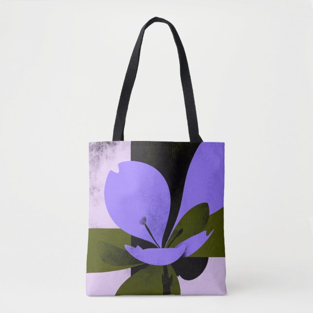 Bolso De Tela Purple Flower Tote Bag – Modern Abstract Floral De (Anverso)